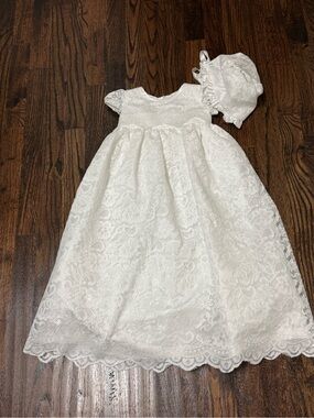 Baby Girl Christening Lace Gown With Bonnet CI Castro & Co